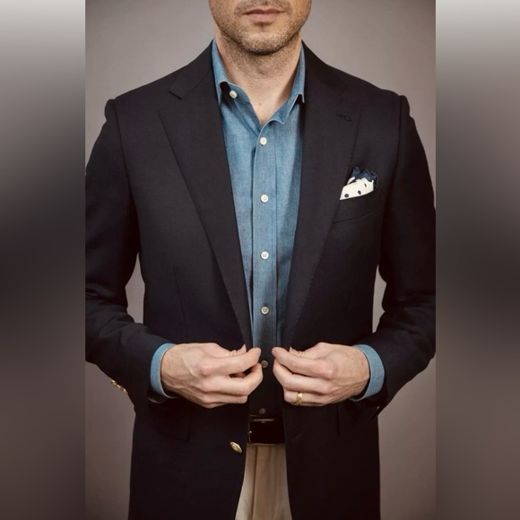 Hart Schaffner Marx Mens 43R Dark Navy Pure Wool Ventless Sport Coat Blazer